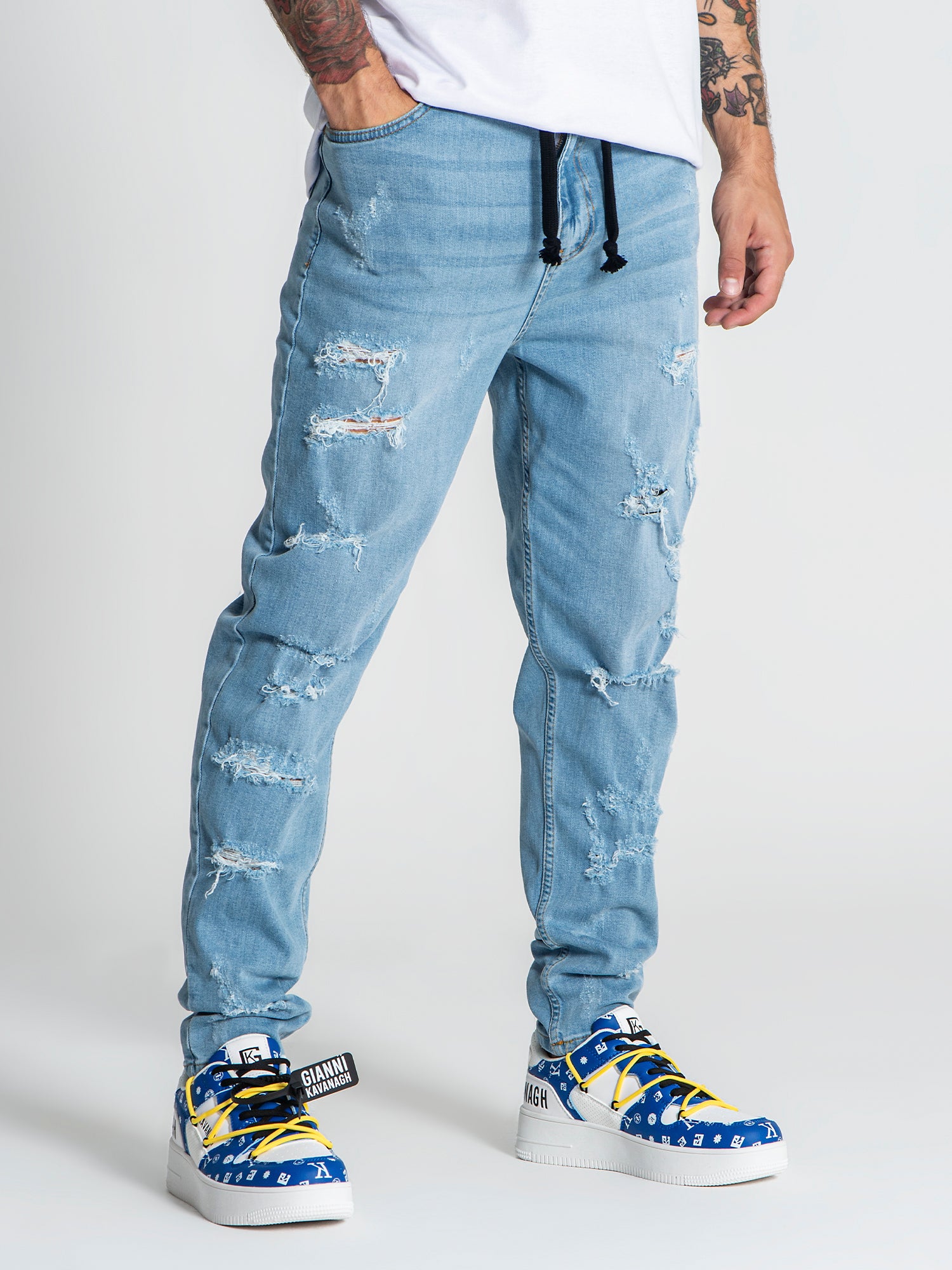 Light Blue Raw Carrot Jeans