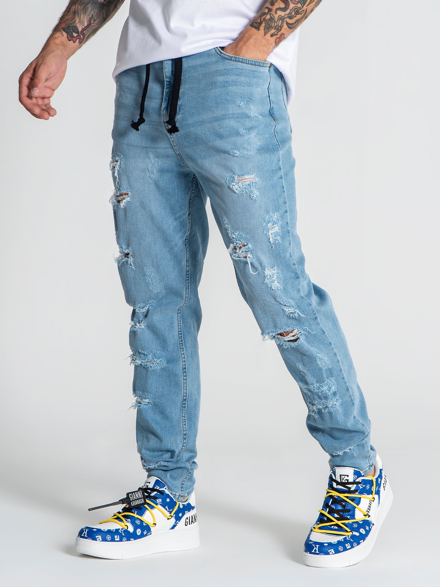 Light Blue Raw Carrot Jeans