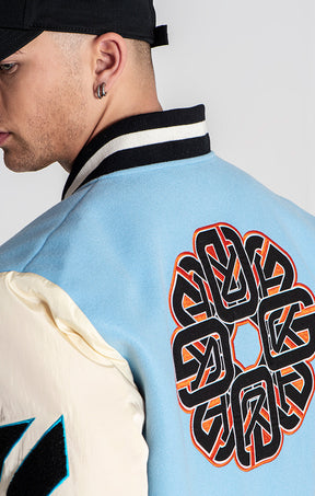 Blue Patches Bomber Jacket