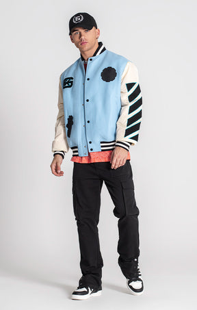 Blue Patches Bomber Jacket