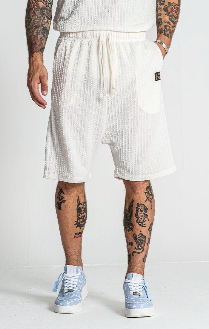 White Waffle Loose Shorts