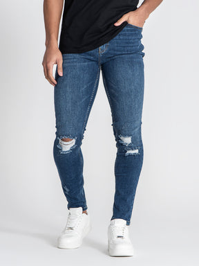 jeans / Dark Blue Core Ripped Slim Fit Jeans