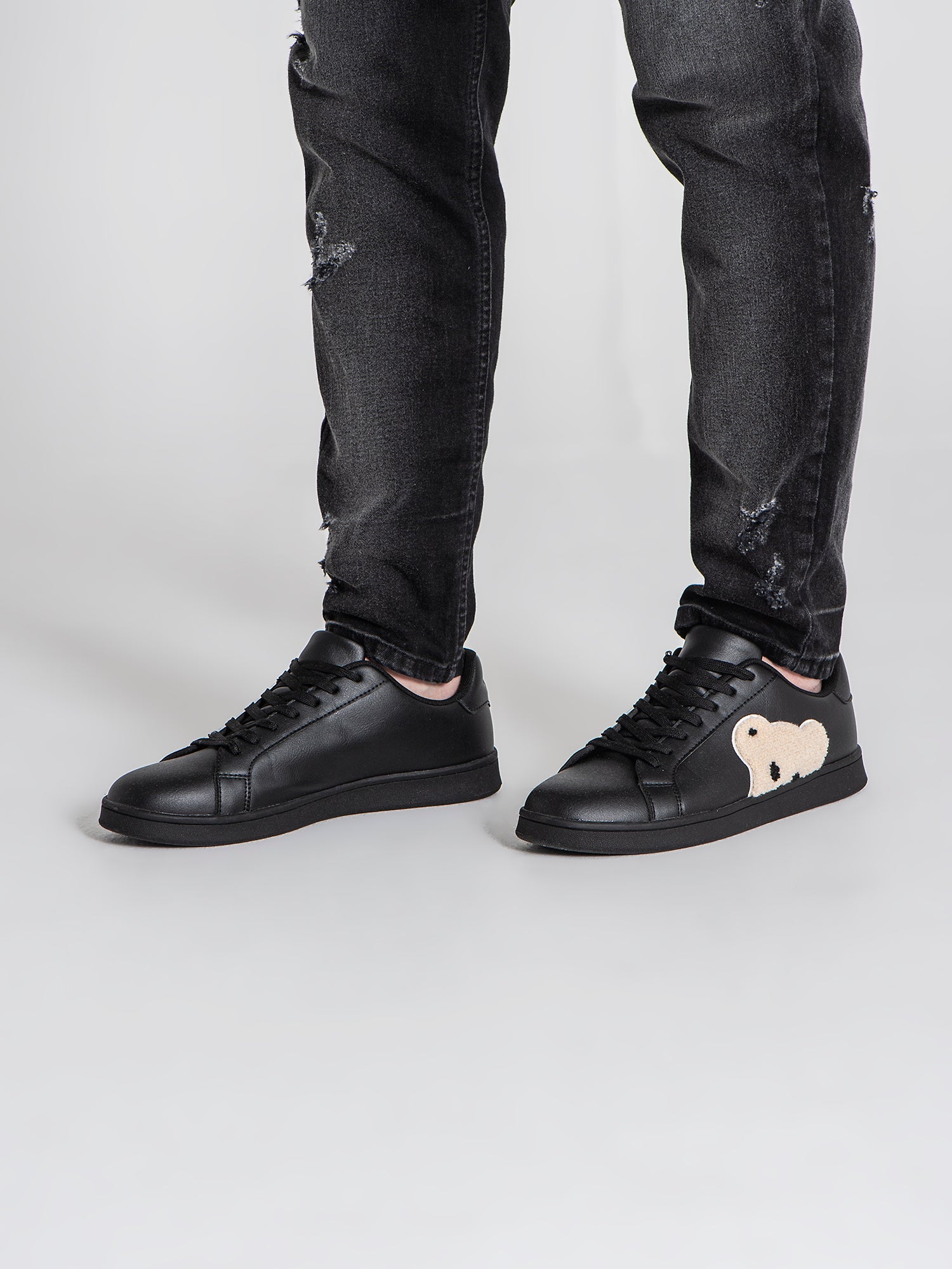 sneakers / Black Plush Sneakers