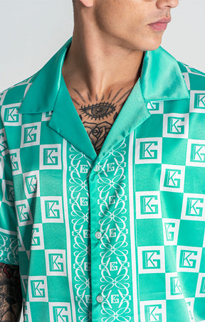 shirts / Green Checkers Satin Shirt