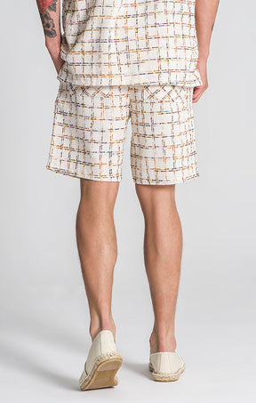 shorts / Beige Linen Check Shorts