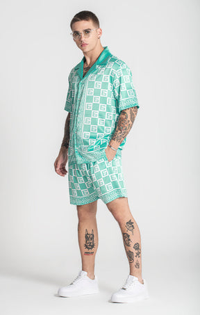 shirts / Green Checkers Satin Shirt