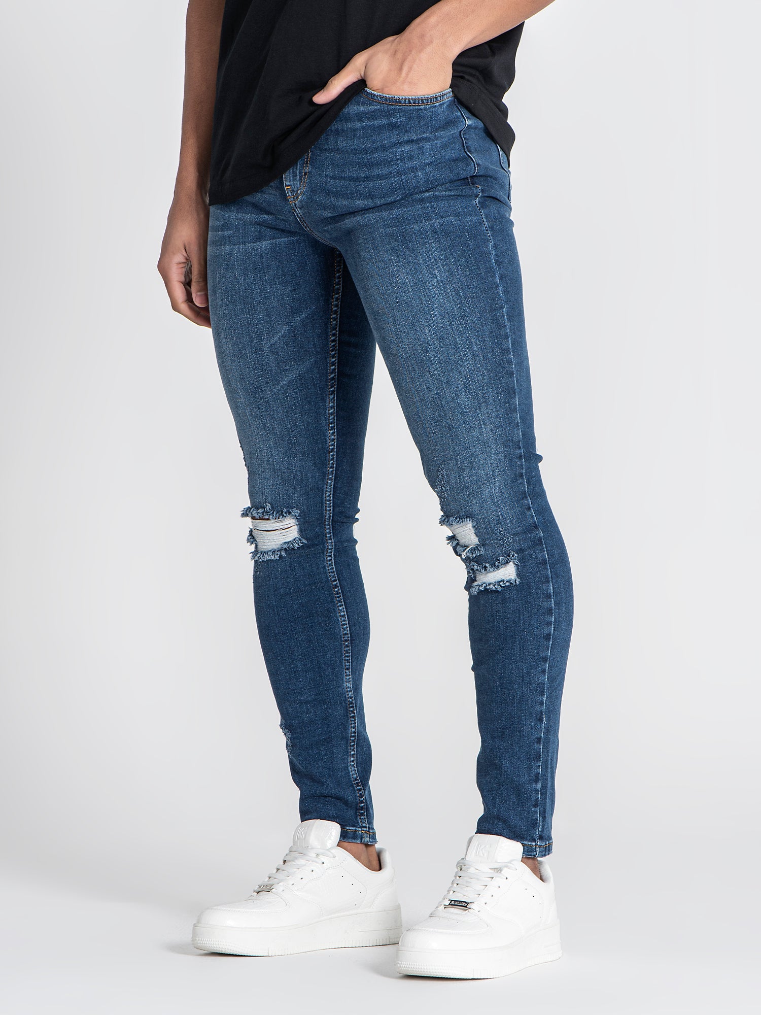 jeans / Dark Blue Core Ripped Slim Fit Jeans