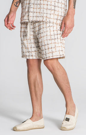 shorts / Beige Linen Check Shorts