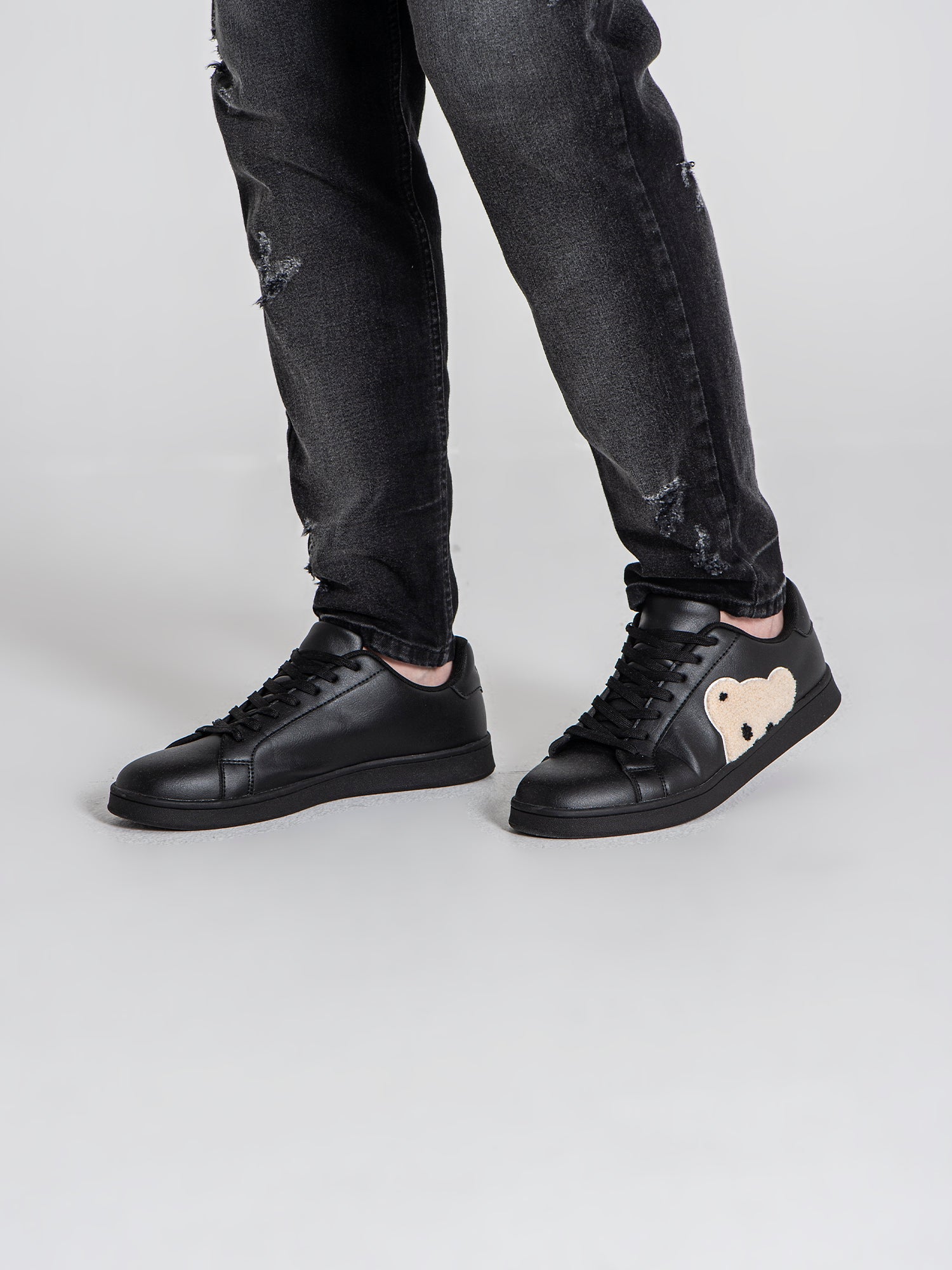 sneakers / Black Plush Sneakers