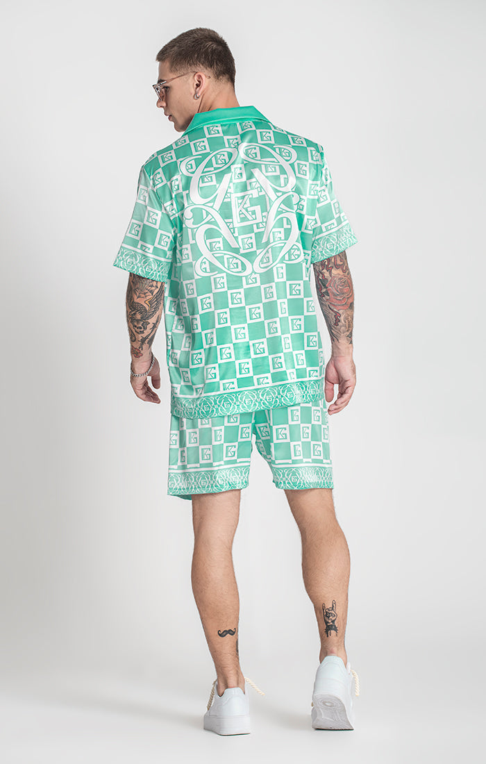 shirts / Green Checkers Satin Shirt