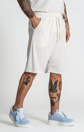 shorts / White Waffle Loose Shorts