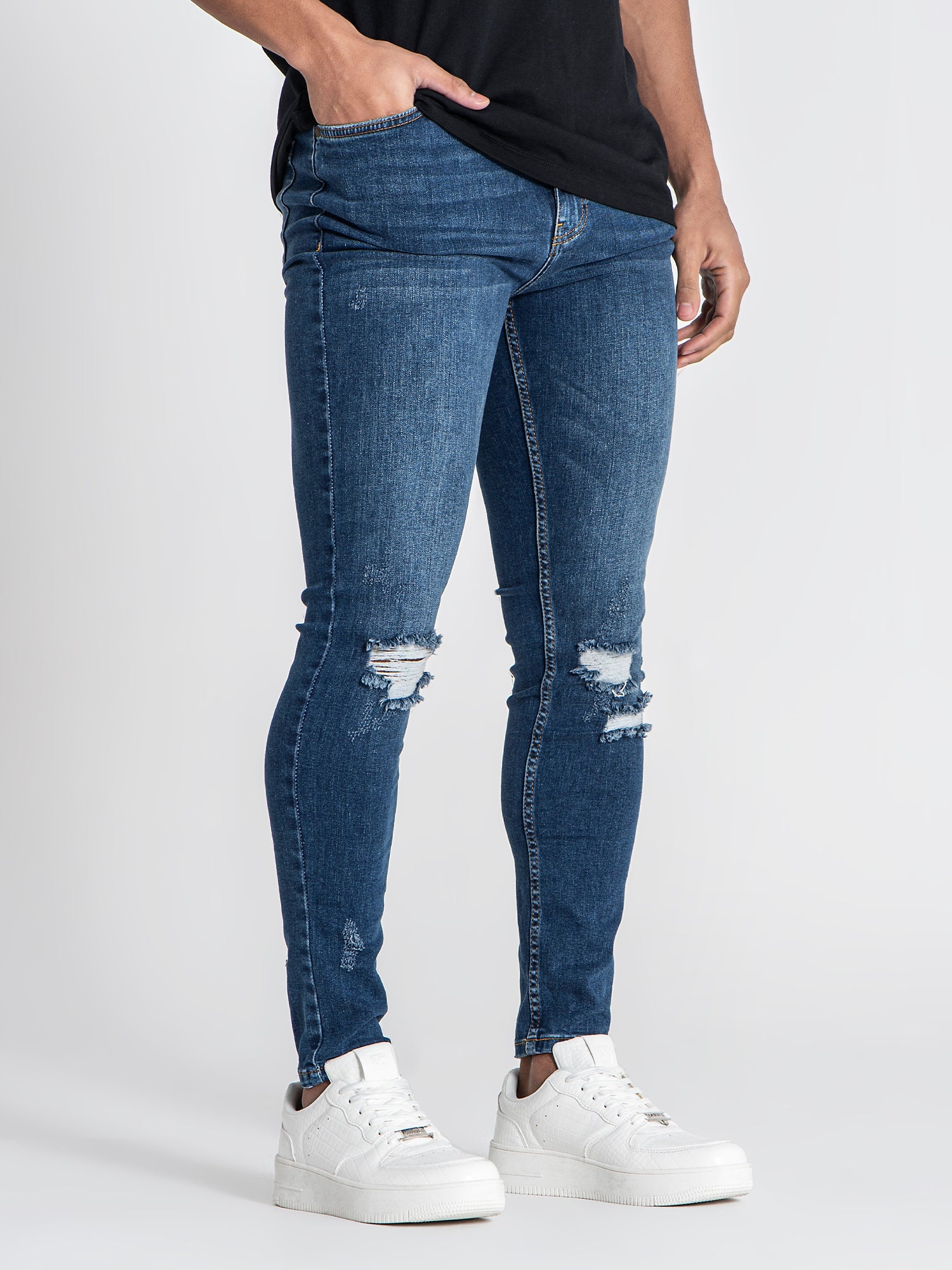 jeans / Dark Blue Core Ripped Slim Fit Jeans