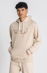 Beige Laced Oversized Hoodie