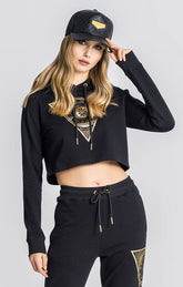 Black Zodiac Cropped Hoodie