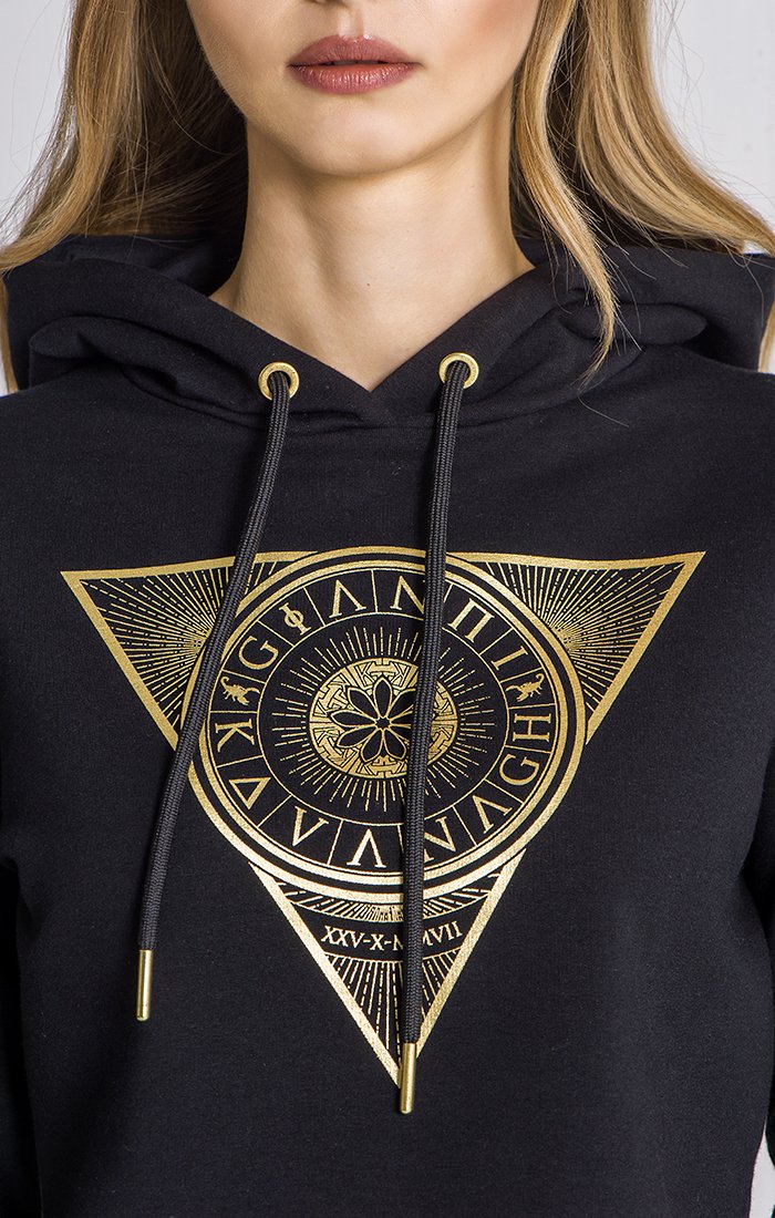 Black Zodiac Cropped Hoodie