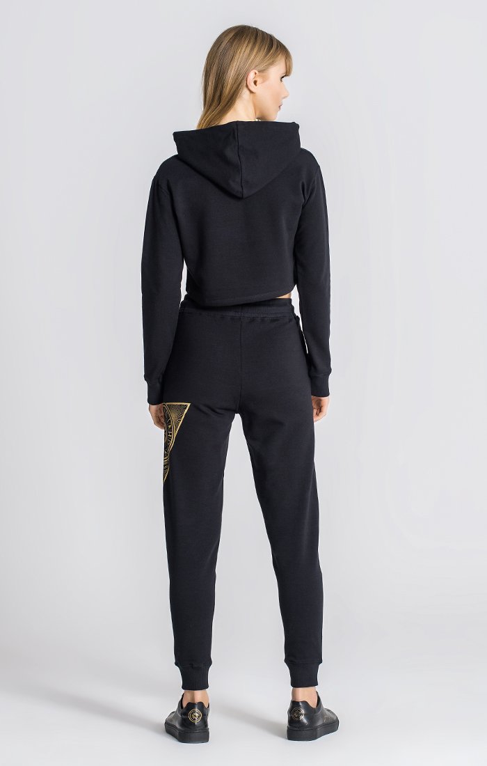 Black Zodiac Cropped Hoodie