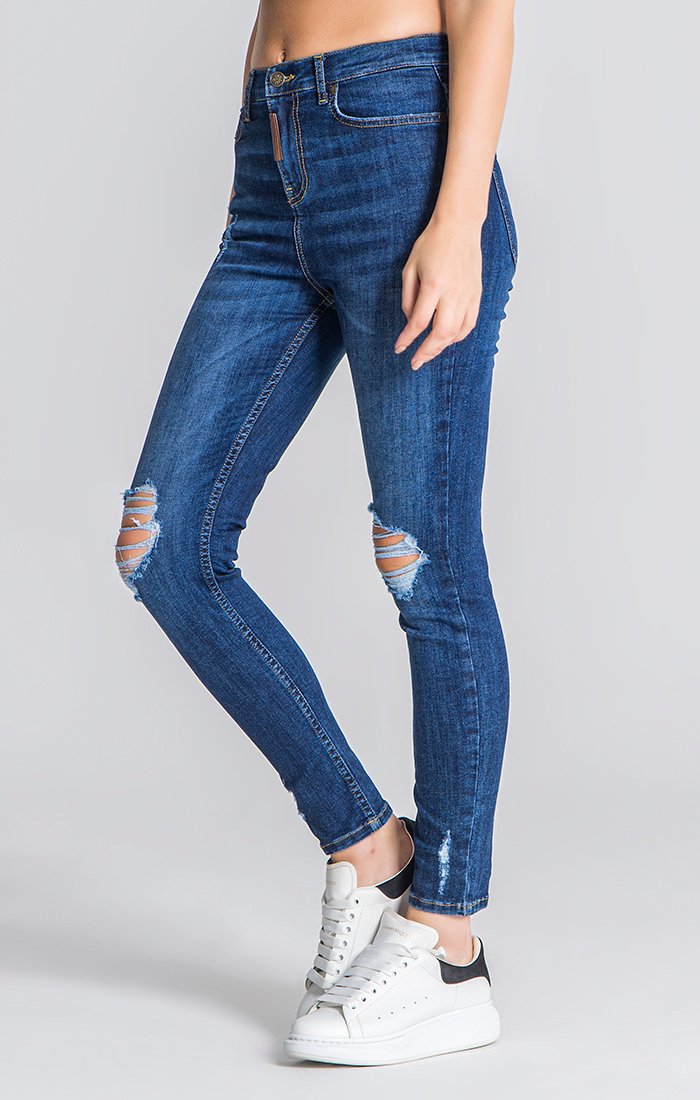 Dark Blue Core Ripped Jeans