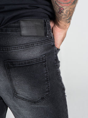 Black Destroyed Slim Fit Jeans