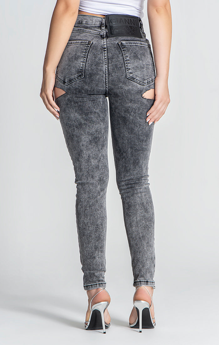 Grey Nostalgia Cut Out Skinny Jeans