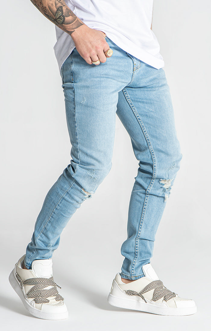 Light Blue GK Ripped Slim Fit Jeans