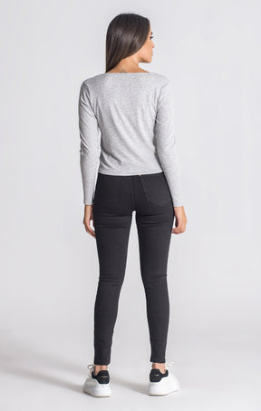 Grey Core Ribbed Long Sleeve