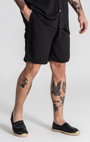 Black Linen Shorts