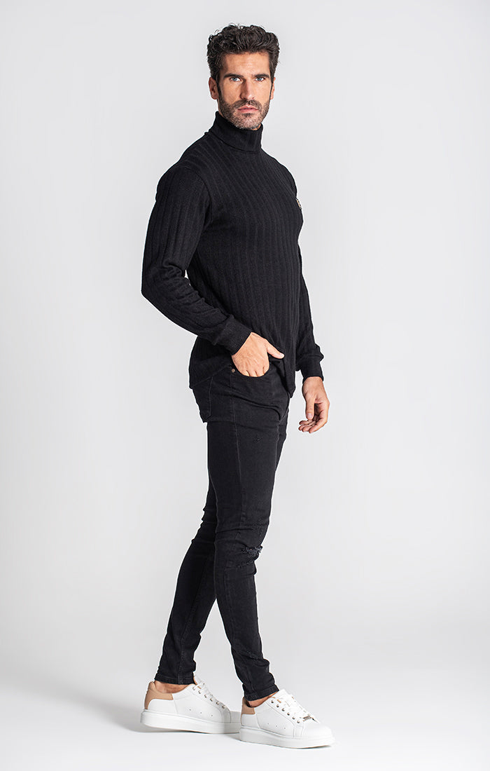 Black Ribbed Turtleneck