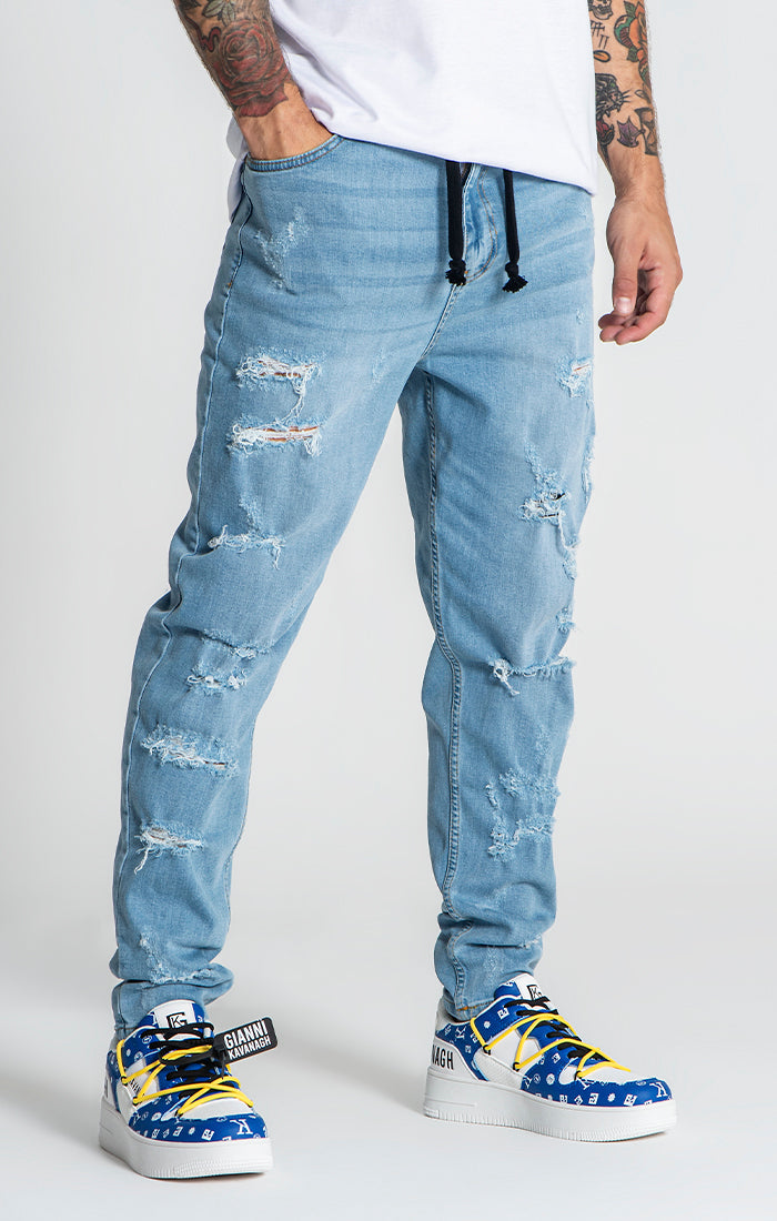 Light Blue Raw Carrot Jeans