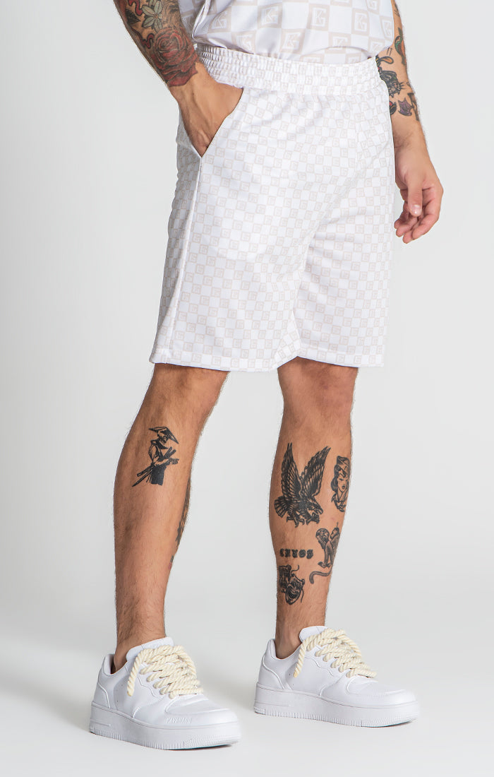 Beige Checkers Shorts