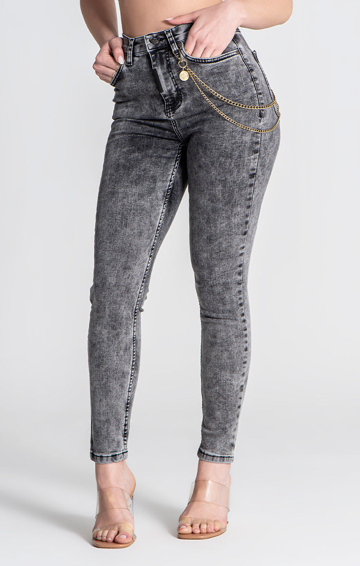 Grey Acid Wash Jeans