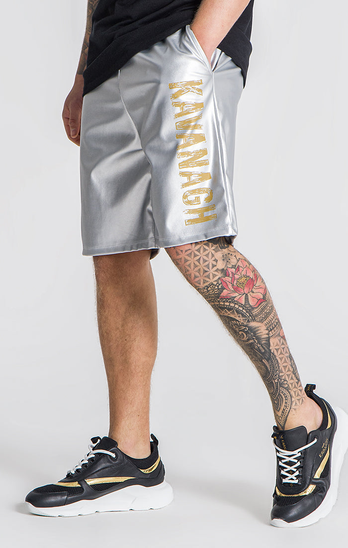 silver basketball shorts