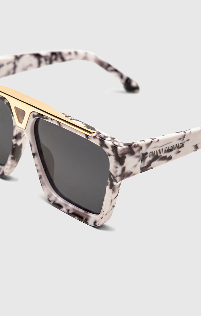 White Rise Marble Sunglasses