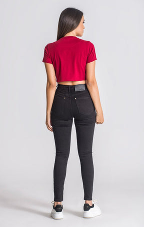 Burgundy Core Cropped Tee