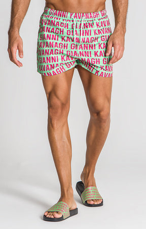 Green Typo Swimshorts