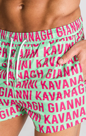 Green Typo Swimshorts