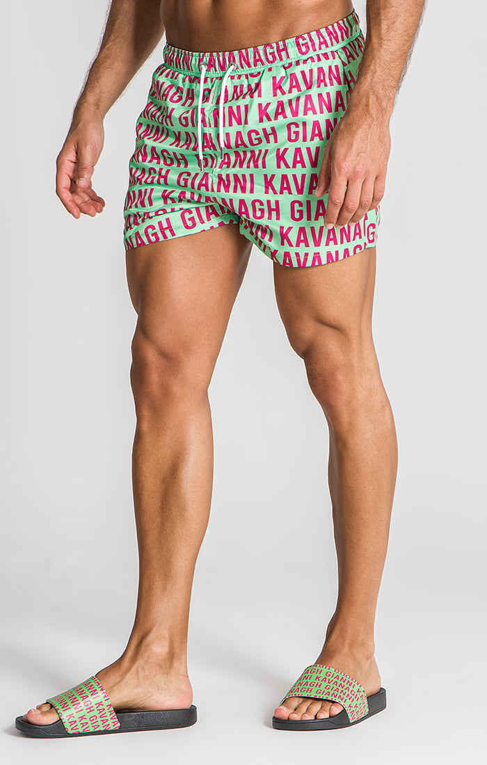 Green Typo Swimshorts