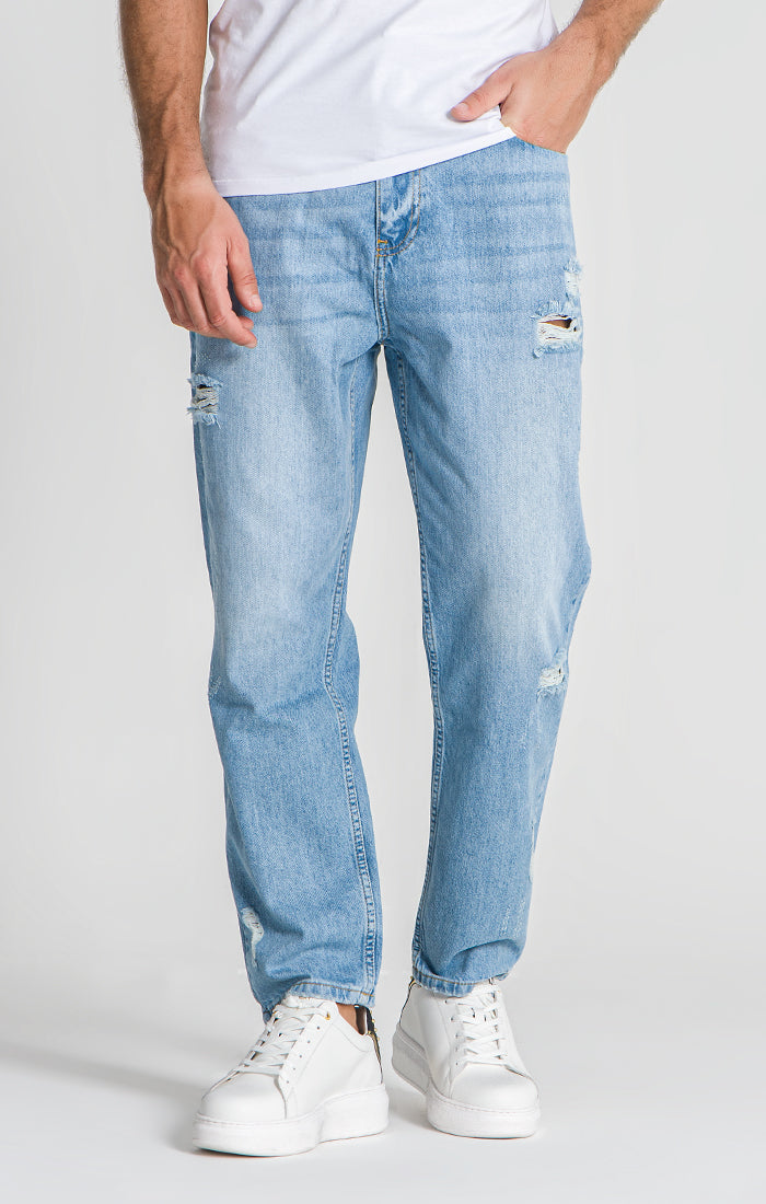 Light Blue Ripped Balloon Leg Jeans