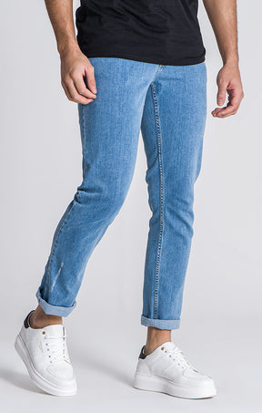 Light Blue Straight-Leg Jeans