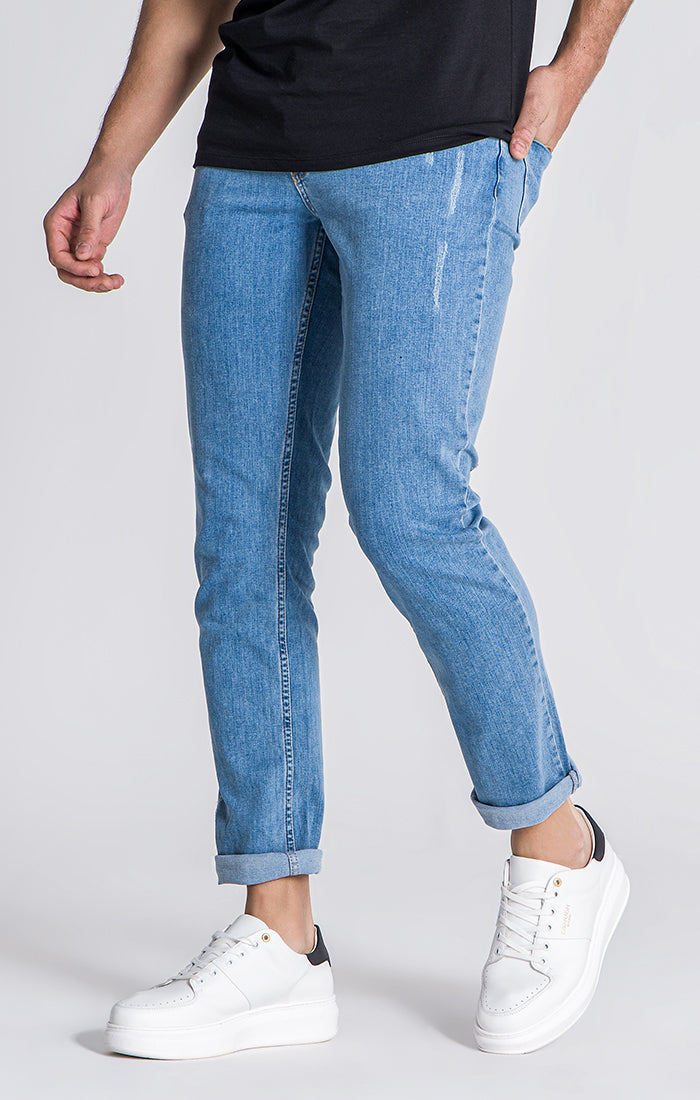 Light Blue Straight-Leg Jeans